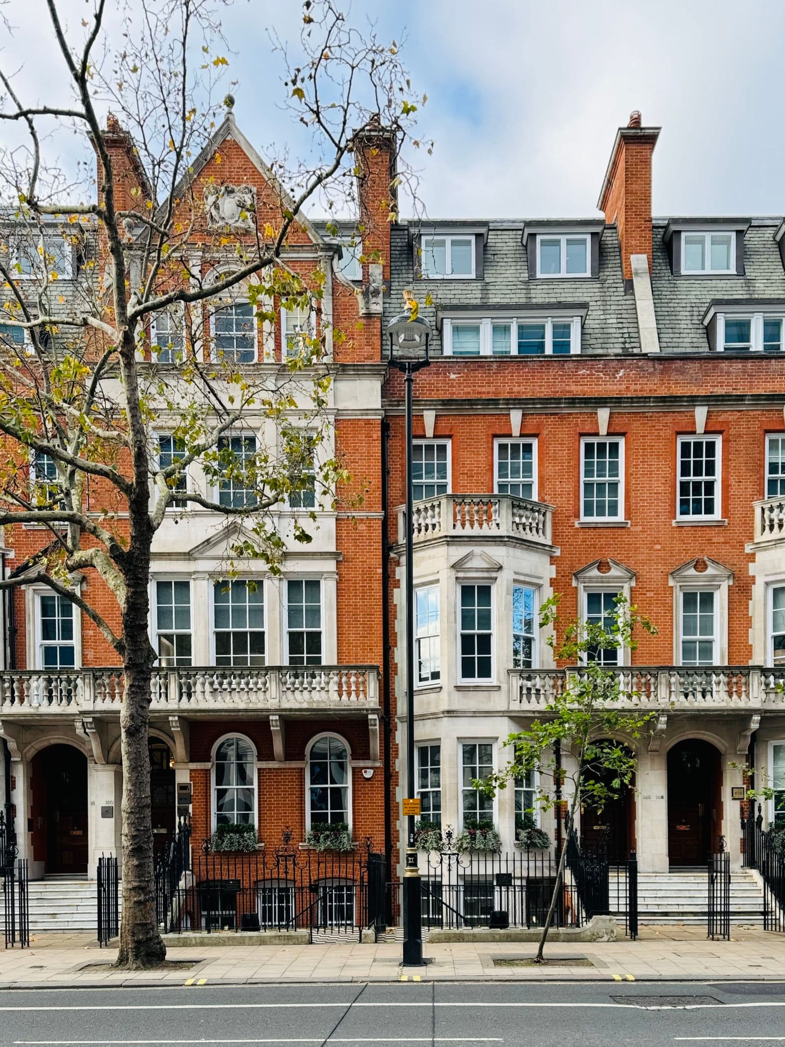 Traditional brick homes on a London street